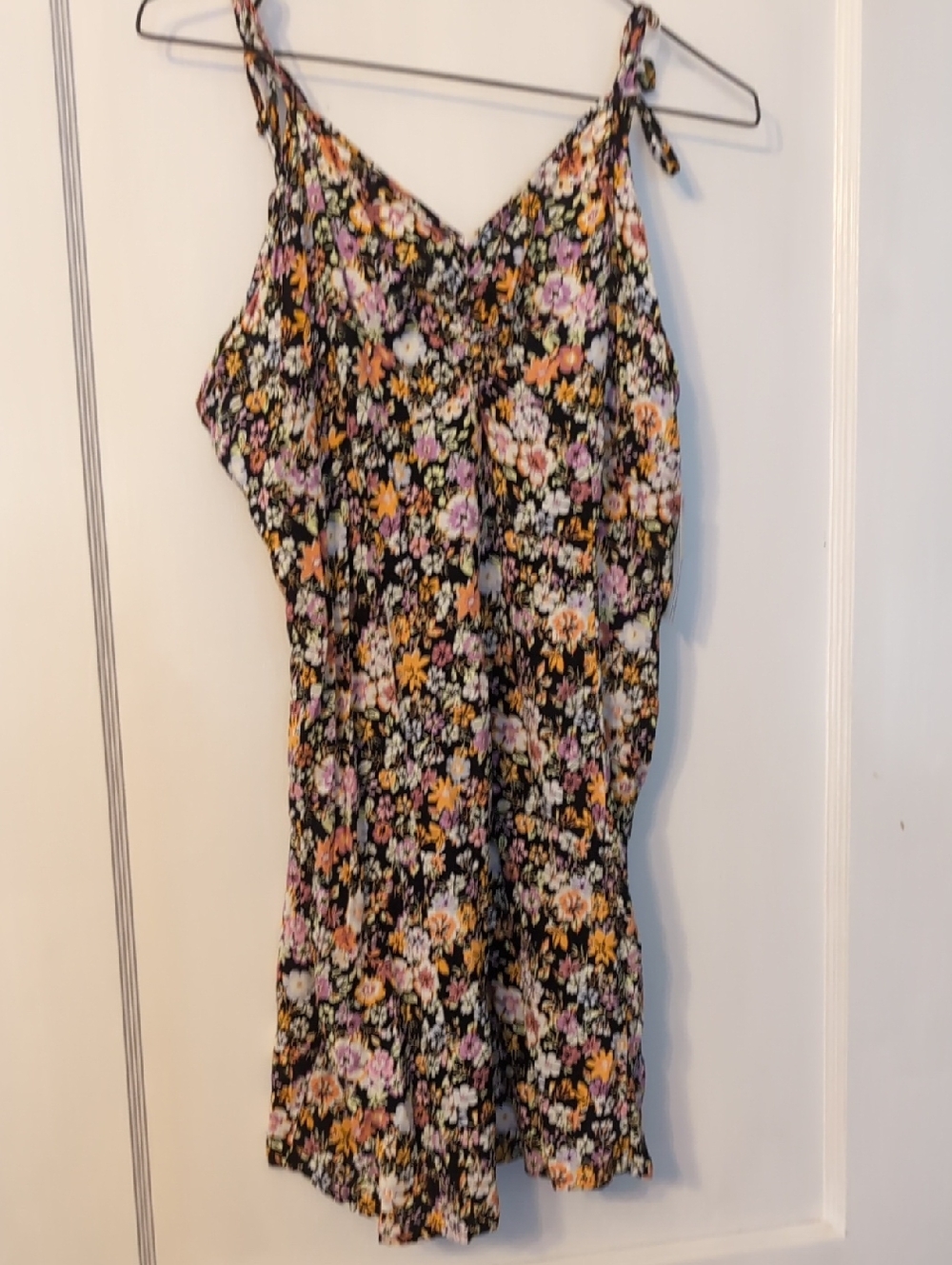 wild fable Black Floral Romper with Pink & Mustard Accents Size M